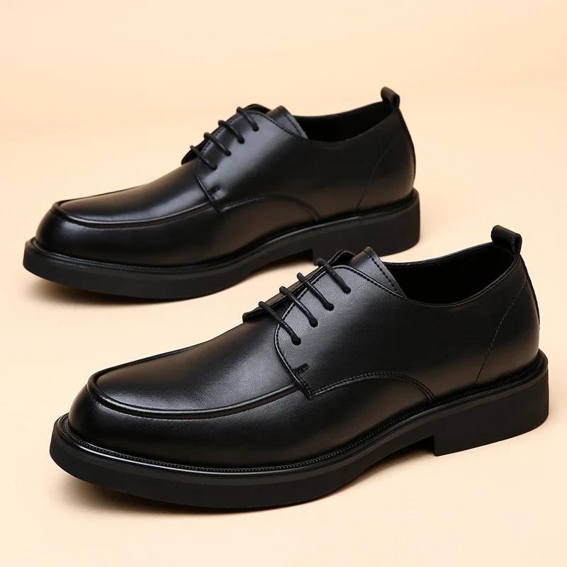 Кожаные мужские туфли Классическая мужская деловая обувь Мужские удобные оксфорды на шнуровке Оксфорды деловая рабочая мужская обувь
