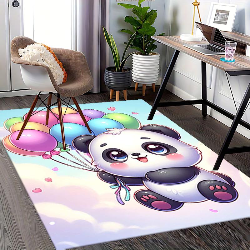 1pc Kawaii Panda Balloons Chair Mat - Anime Cartoon Design, Non-Slip Carpet for Office Chairs, Festive Gift, Suitable for All Seasons, Home Decor, Liv