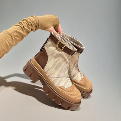 Western Cowgirl 2024 Новые Ботинки на Платформе Женские Осенние Тонкие Ботильоны в Британском Стиле Милые Крутые Ботильоны