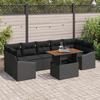 VidaXL 8-Piece Garden Sofa Set with Cushions Black Poly Rattan 3358543