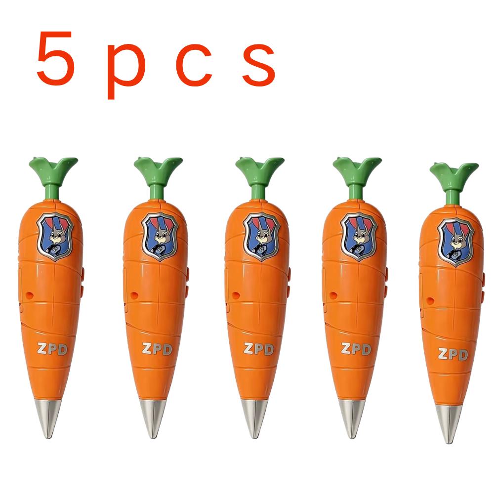Hot Zootopia 2 Carrot Recorder Pen | Judy & Nick Style For Kids | 60S Mini Recorder | 2-In-1 Gel Pen Stationery Kids Gift