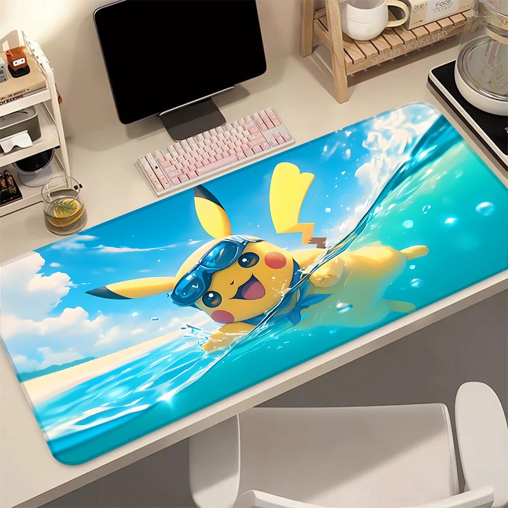 Cute Pikachu Swimming Mouse Pad PPokemon Cartoon Gaming Mousepad Waterproof Desk Mat for Computer Gamer Gift