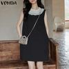Women Summer Layered Lace Round Neck Sleeveless Dresses