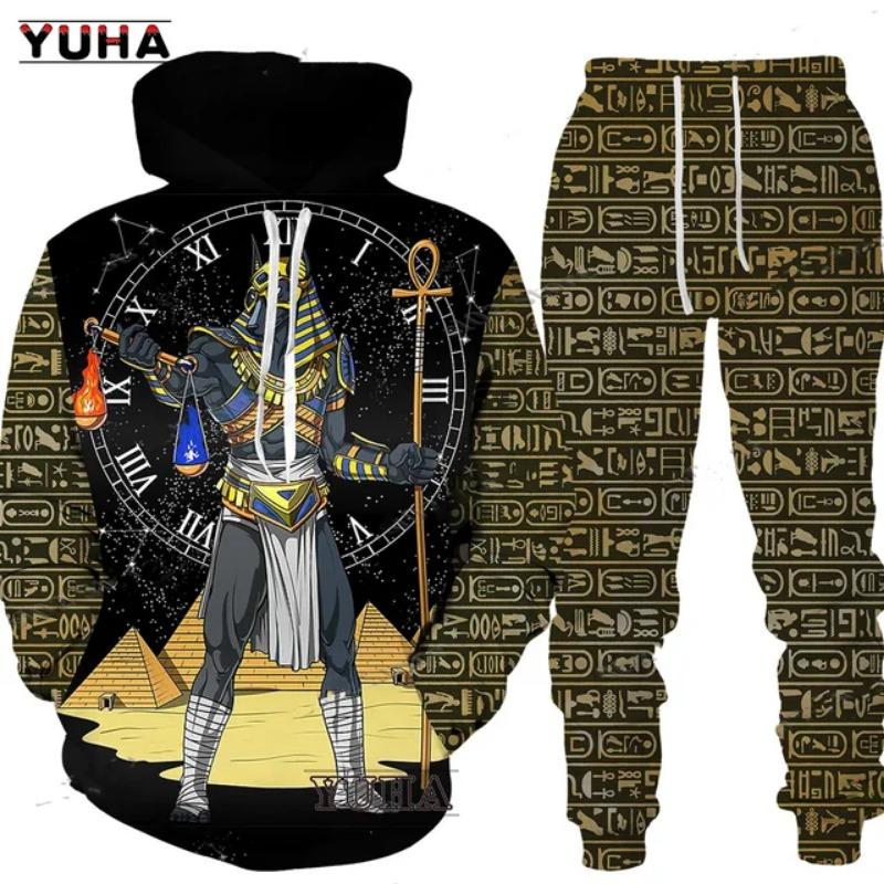 Men's Ancient Egypt Eye of Horus God 3D Print Hoodie Pants Set Women Casual Egyptian Tribal Clothes Hoodie/Trousers/Suits