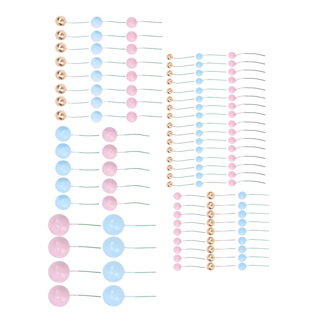 120PCS Ball Cake Topper Sticks Blue Roseate Gold 1.5cm 2cm 2.5cm 3cm 4cm Foam Balls Cake Decorations for Birthday Cake