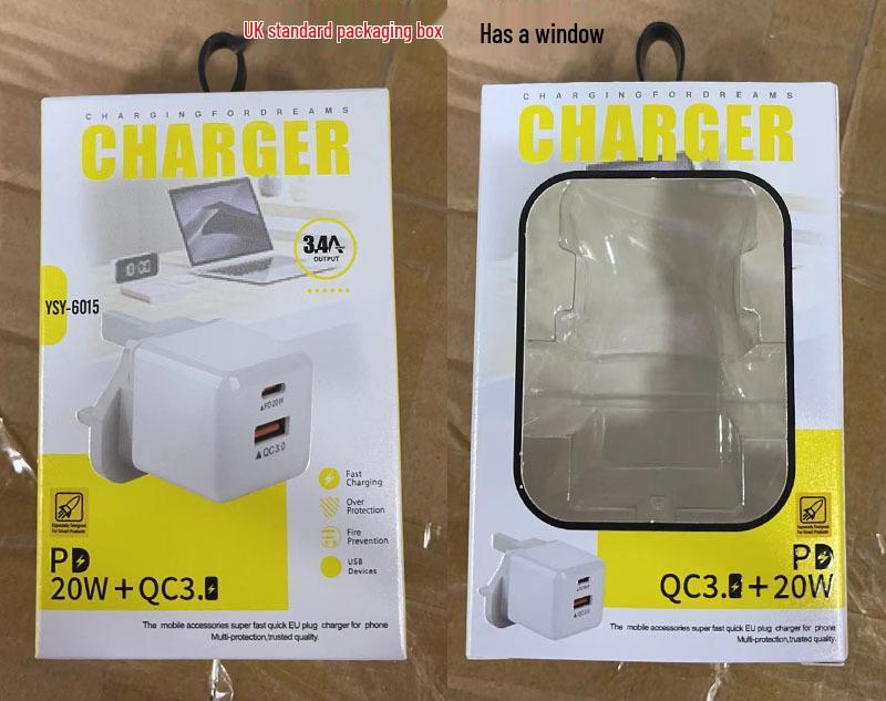 Компактное быстрое зарядное устройство Ice Cube PD20W+QC3.0 с разъемами A+C, стандартами UK/EU/US и совместимостью с TYPE-C
