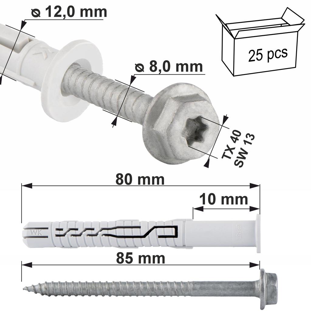 Frame expansion bolts KPR-FAST-12080K (25)