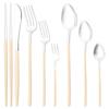 Silver Cutlery Set Dinnerware Knife Cake Fork Tea Spoon Flatware Chopsticks Kitchen Tableware Silverware