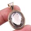Natural Smoky Quartz 925 Solid Sterling Silver TwoTone Gift Pendant 1.50" l0Y29