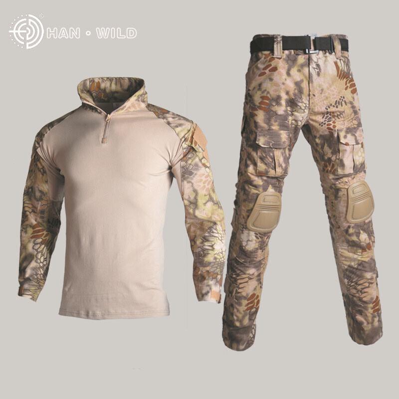 Tactical Gear Camouflage Tactical Military Uniform Clothing Sets Paintball US Army Combat Shirt + Cargo Pants with Elbow & Knee Pads