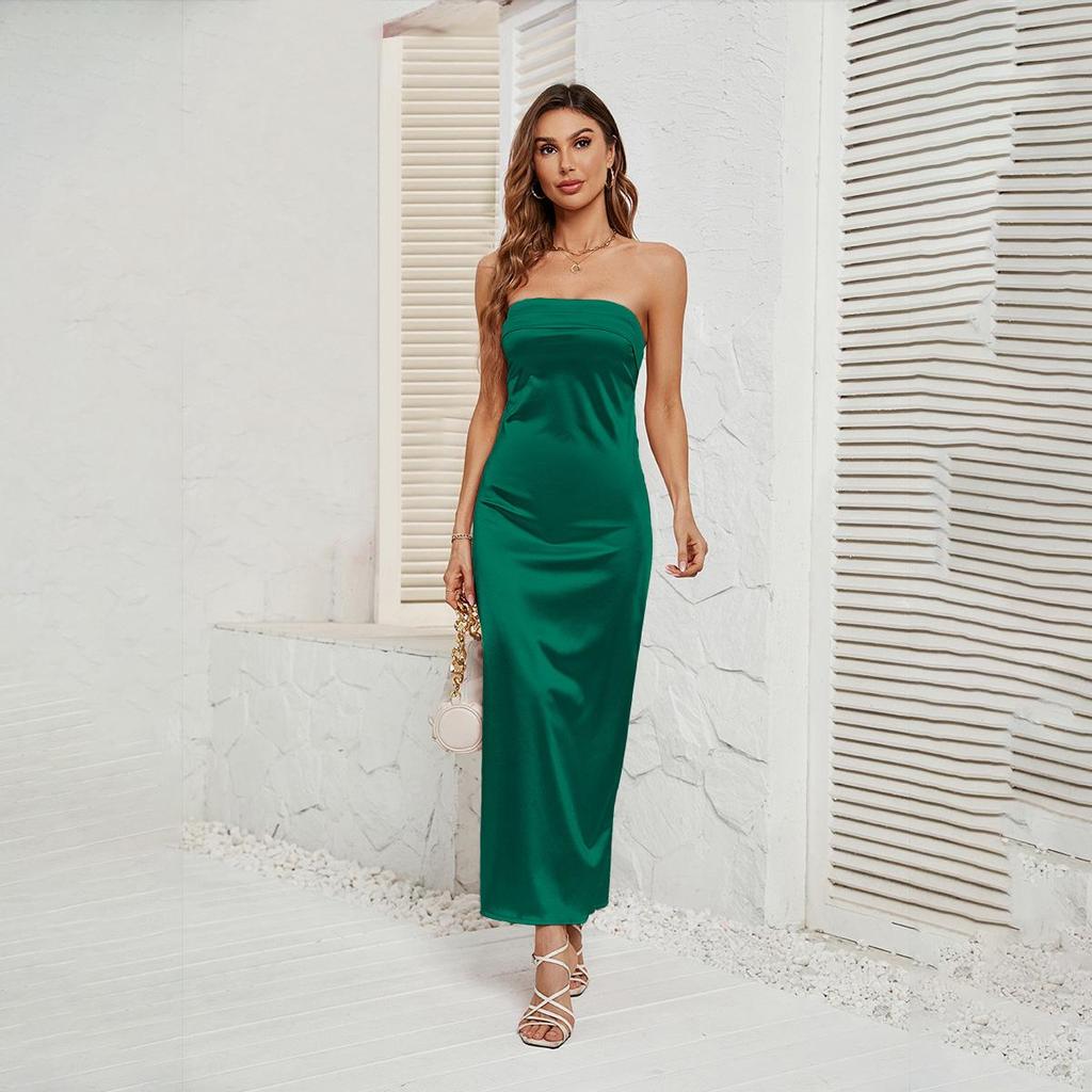 Женский дизайн Sense с открытой спиной, бюстье, однотонное платье без рукавов длиной до щиколотки с высокой талией