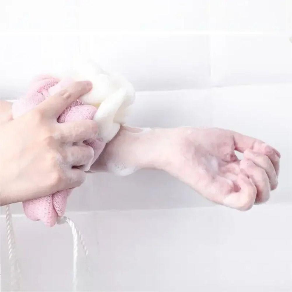 Colour Block Foaming Net Mesh Bath Towel Simple Bath Sponge  Shower Use