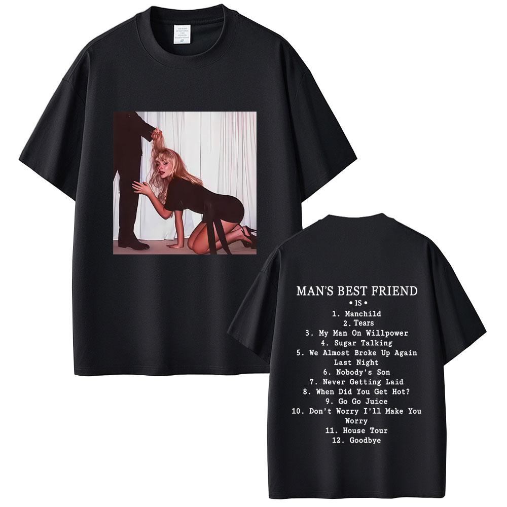 Sabrina Carpenter Mans Best Friend Album Graphic T Shirts Male Vintage Streetwear Men Women Fashion Casual Oversized Tshirt