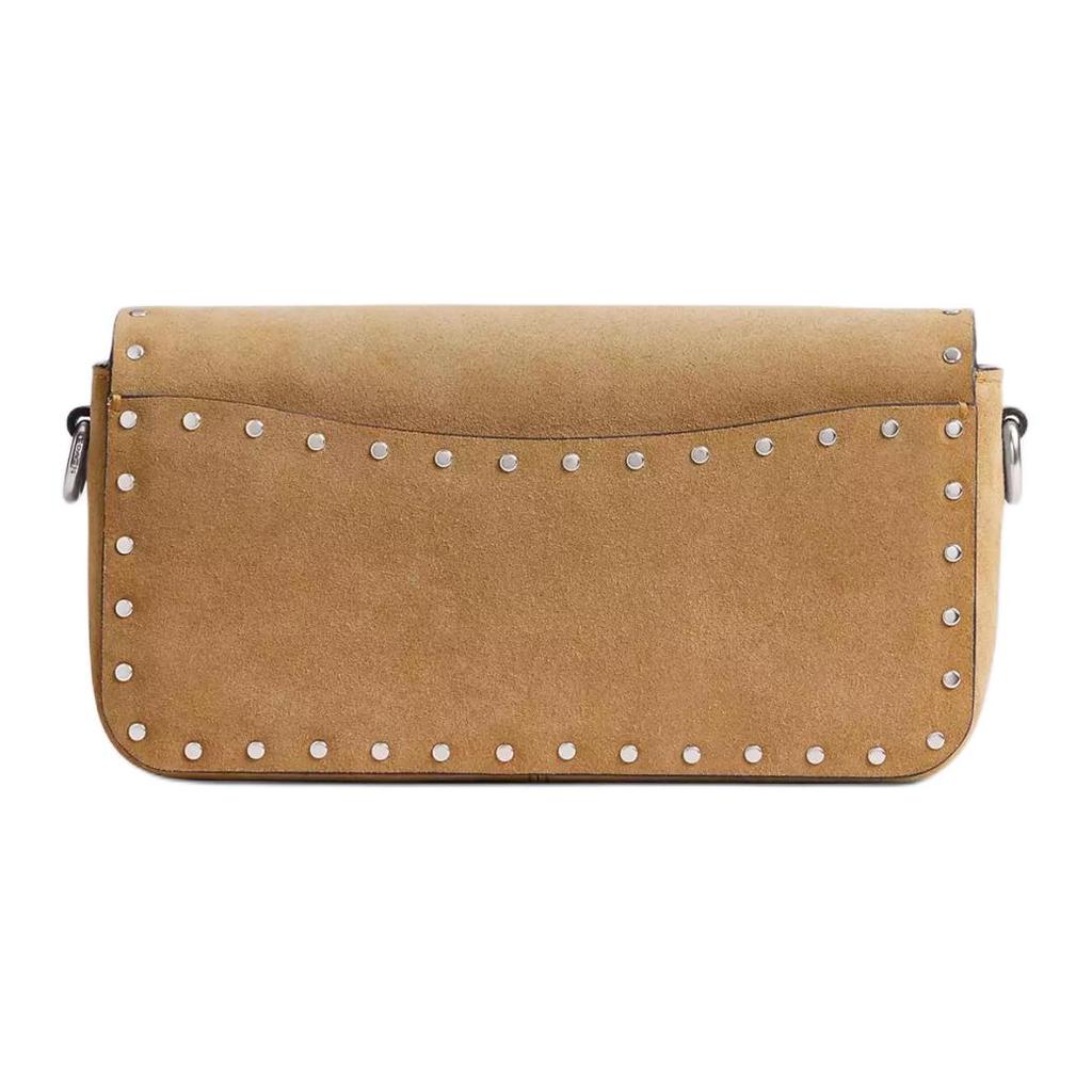 Coach Baguette 20 Studded Suede Leather Trimmed Glove Tanned Leather Bag Women Shoulder Bag Earth-Yellow CU712-LHNM5