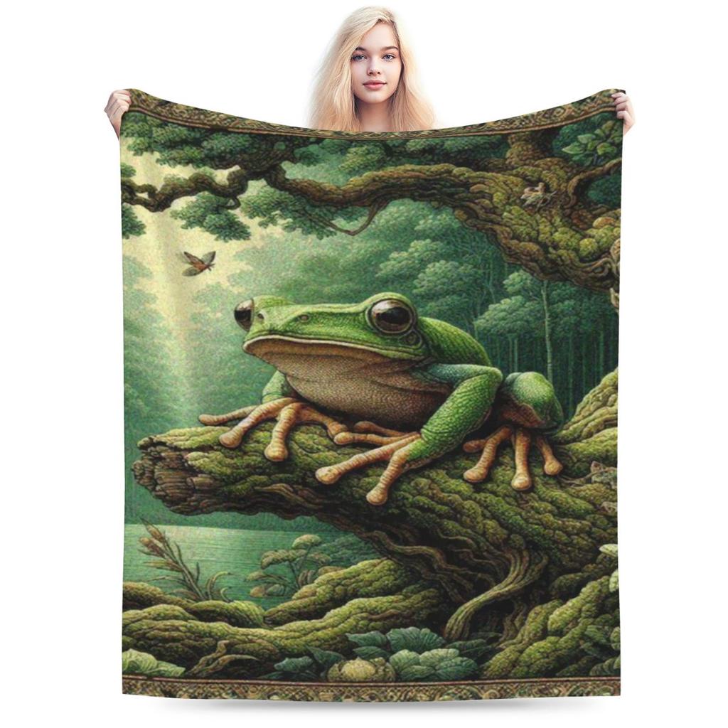 Green Tree Frog In The Forest Custom Comfortable Decorate Home An UltraSoft Micro Fleece Blanket
