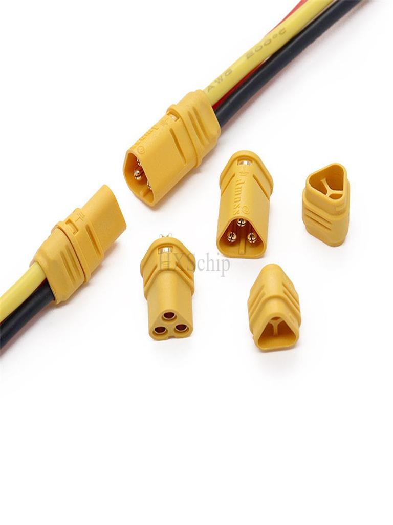 MT30-M/F Three-Phase Connector: Wired Three-Core Male/Female Plug for Remote Control, ESC, and Lithium Battery in Model Airplanes.