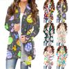Женский кардиган с пасхальным принтом и длинными рукавами спереди, легкая куртка с принтом
