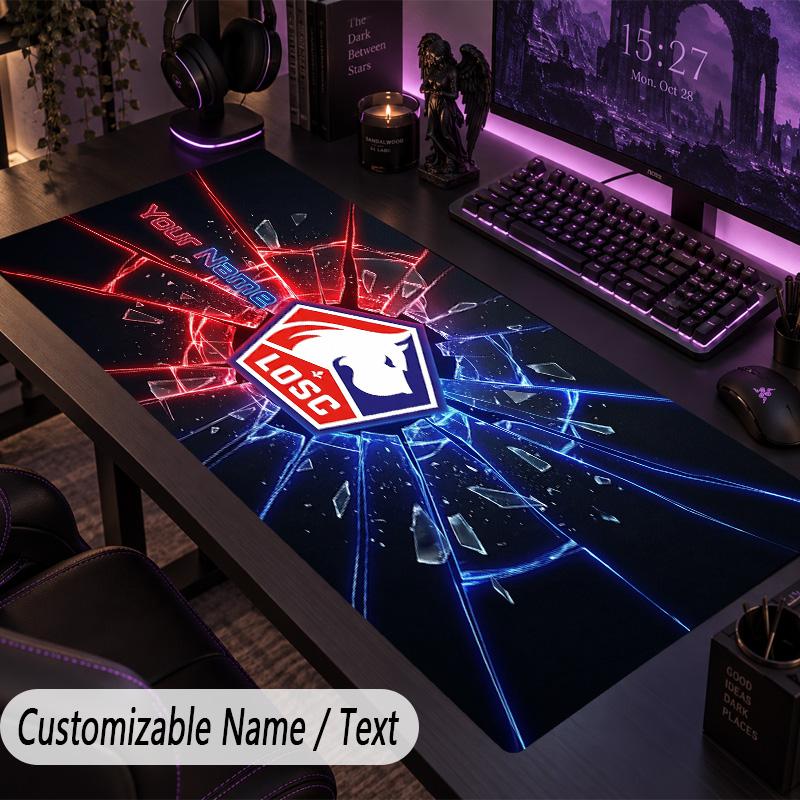 Large Mouse PadLOSC Lille FC Custom Name Text Personalized Desk Mat Non Slip Gaming Pad