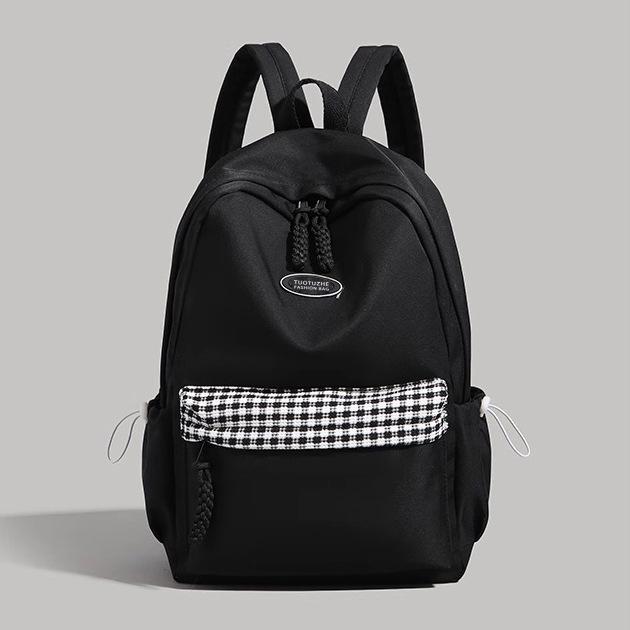 Solid Color High-value Backpack Women's 2025 Summer New Large-capacity Korean Versatile Junior High School Student Schoolbag