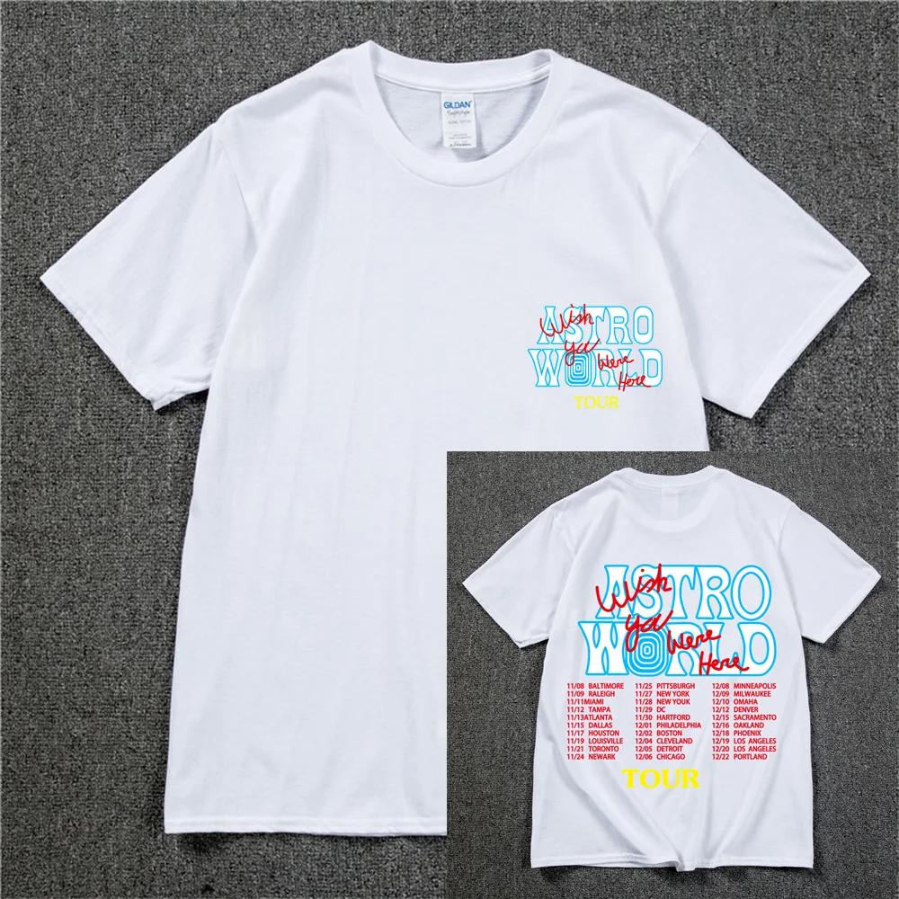 New Summer Hip Hop T Shirt Unisex Women Cactus Jack Harajuku TShirts WISH YOU WERE HERE Letter Print Tee Tops