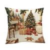 Flax Christmas Cushion Cover Luxury Xmas Throw Pillow Case Merry Christmas Pillow Cover  Bed