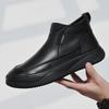 FashionMen's Warm Casual High-top Cotton Boots with Fleece Fashion New Designer Autumn Winter Black Cow Leather Shoes for Men