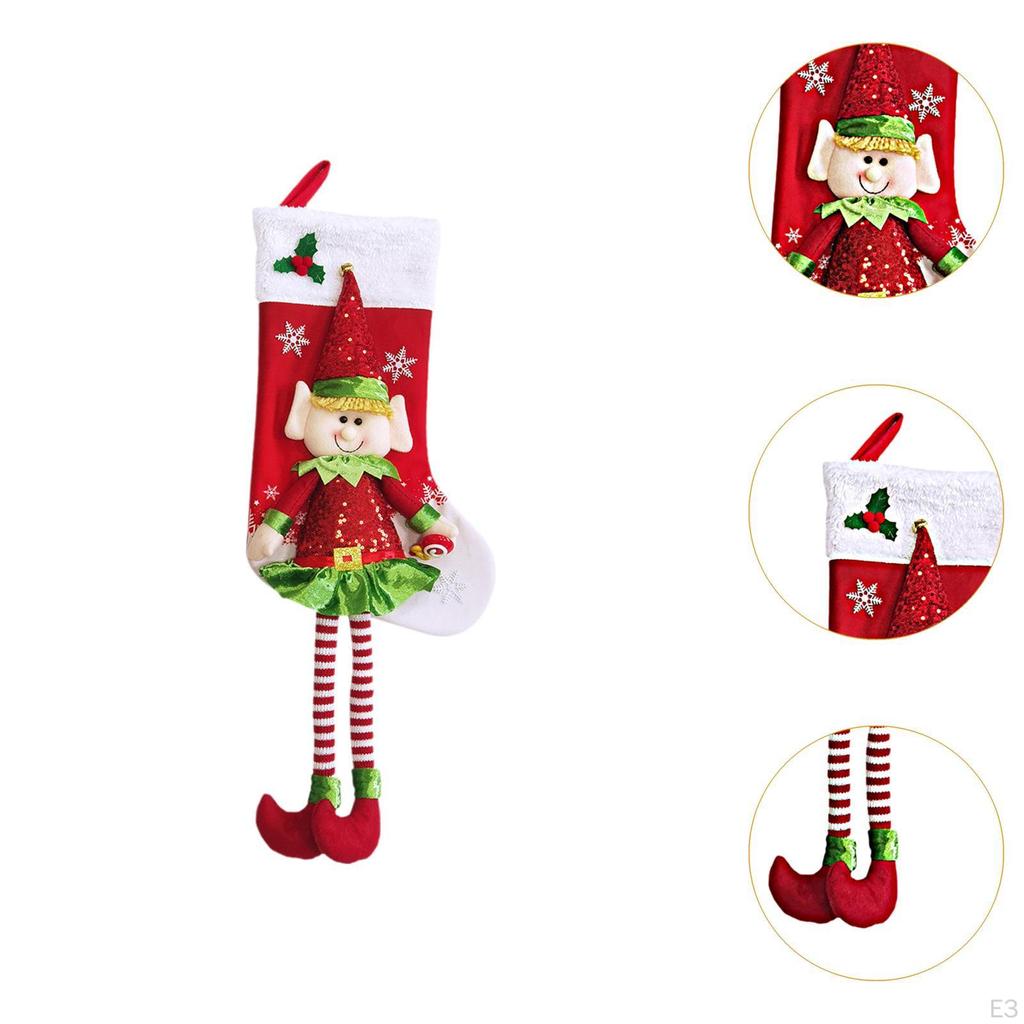 Рождественская елка Подвеска Конфетный мешок Декор Очаровательные поделки Кукла Эльф в деревенском стиле Длинный чулок для