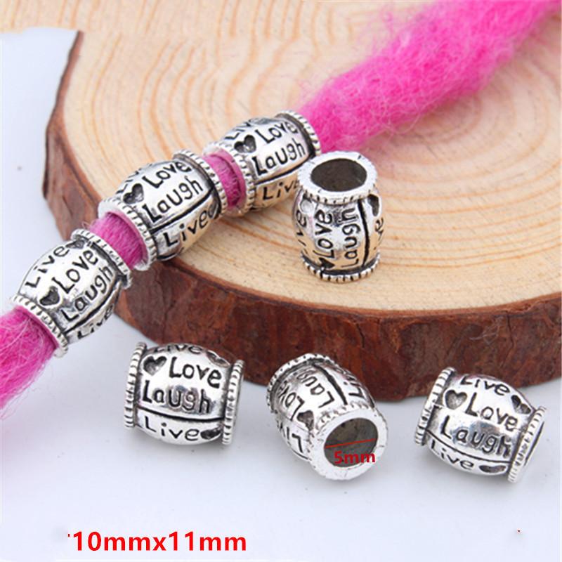 5pcs/bag Silver Metal Hair Rings Braid Dreadlocks Bead Hair Cuffs Dread Tube Charm Dreadlock for DIY Hair Accessaries