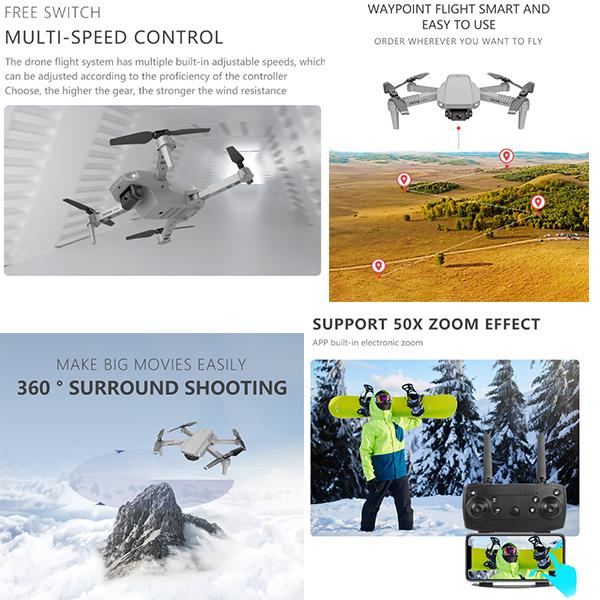 New E99PRO 4K FPV Mini Drone HD Camera RC Quadcopter Gravity Sensing Auto Follow Real-Time Transmission Mobile Control  Foldable