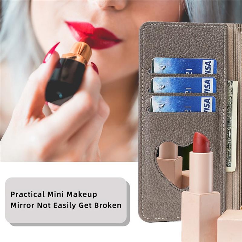 Кожаный чехол-кошелек на молнии с подставкой для телефона и функцией зеркала для OnePlus Nord CE4 5G