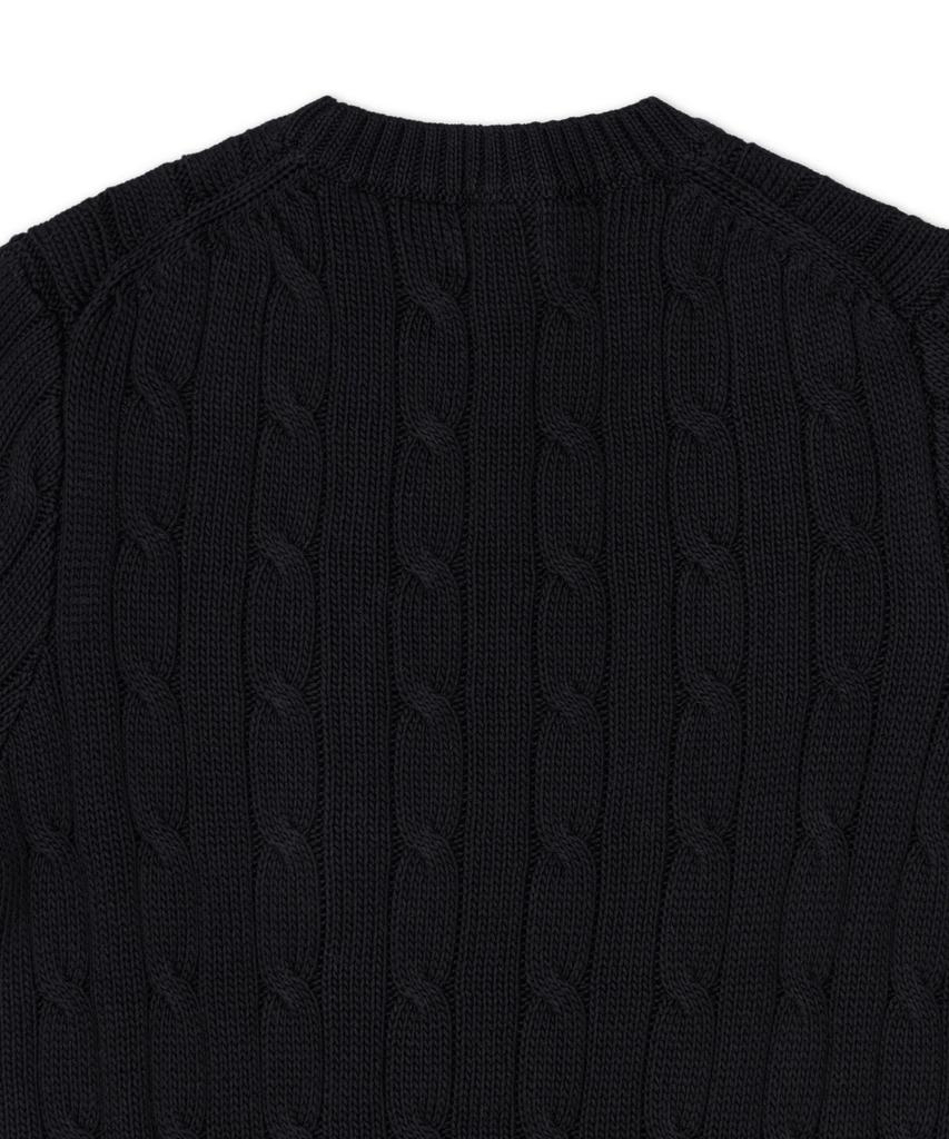 POLO RALPH LAUREN Cable Knit Cotton Short Sleeve Sweater - Black