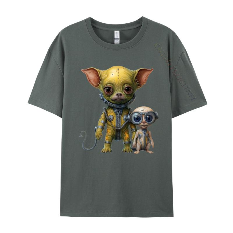 Alien Cat And Friend T Shirt Astro Funny Gift Tops Tees Brand Casual Cotton Men T Shirts Brand T Shirt