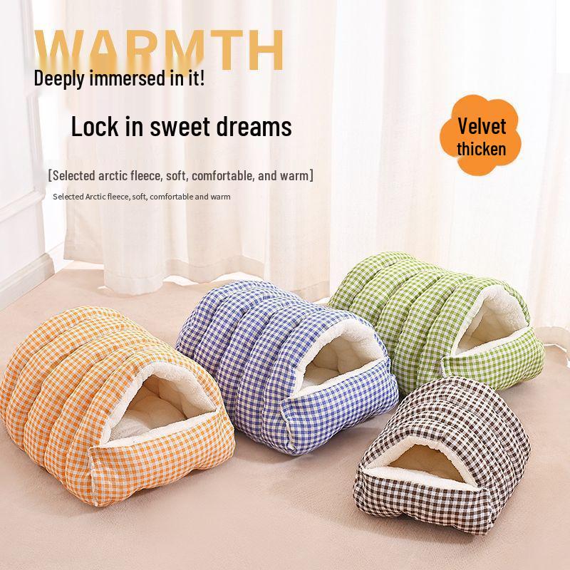 All-Season Warm Pet Nest: Cat & Dog Bed, Enclosed, Removable & Washable