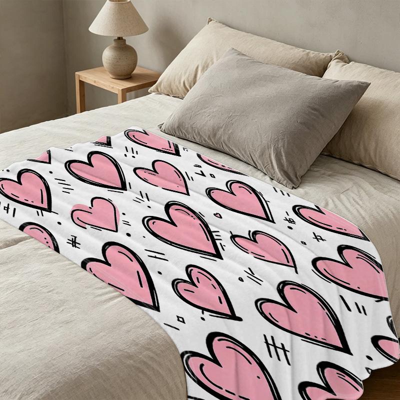 Thick Warm Heart Flannel Throw Blanket Soft Cozy Non-Pilling, No Shedding, Ideal for Sofa, Bed, Guest Room, Perfect Valentine's Day Gift