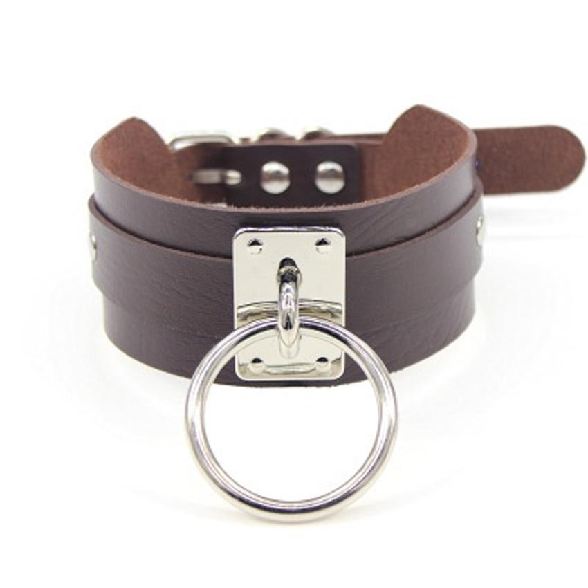 Крутое колье большого размера, фетиш, серебро/золото, круглое металлическое ожерелье в стиле панк, ретро, ​​кожаный воротник, связывание, БДСМ, ожерелье