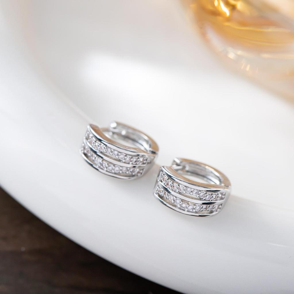 Корейская волна Двухрядный rhinestone ушной кафф с цирконием для женщин