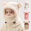 Face Cover Helmet Cap for Children Cold-proof Warm Balaclava Hat Ski Thermal Bear Ears Kids Neck Scarf Mask Integrated Hat