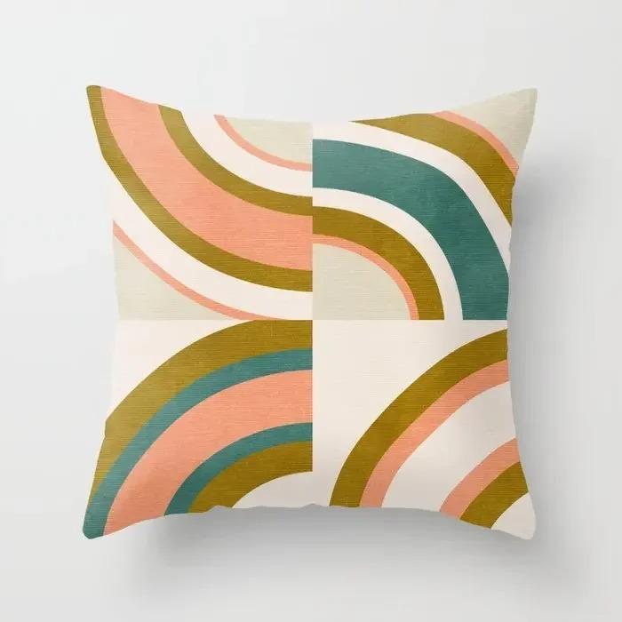 Nordic Morandi Geometric Abstract Rainbow Decorative Home Pillowcase Cushion Cover