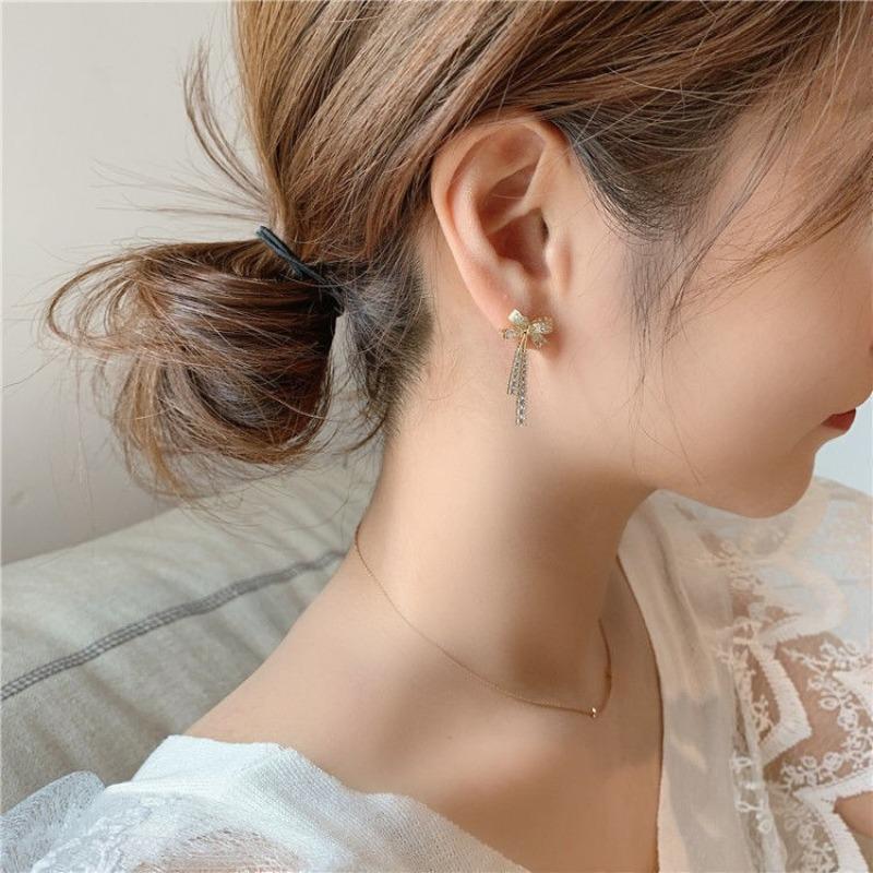 Корейский новый дизайн модные ювелирные изделия комплект циркониевые бабочки кисточки серьги роскошные женские вечерние