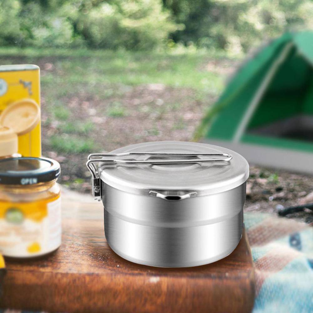1.5L Stainless Steel Lunch Case with Storage Bag Camping Pot for Backpacking Hikiing Fishing