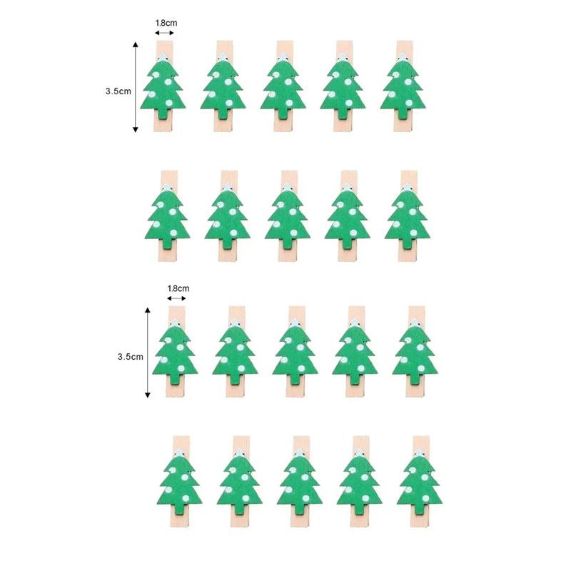 10/30PCS Christmas Tree Elk Goves Wood Clips Snowflake Mini Wooden Clothespins Photo Frame Paper Pegs New Year DIY Craft Clips