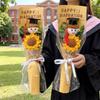 Доктор Мишка Graduation Букет из вязаных крючком цветов Искусственный подсолнух Ручная вязаная композиция в подарочном пакете Подарок выпускникам
