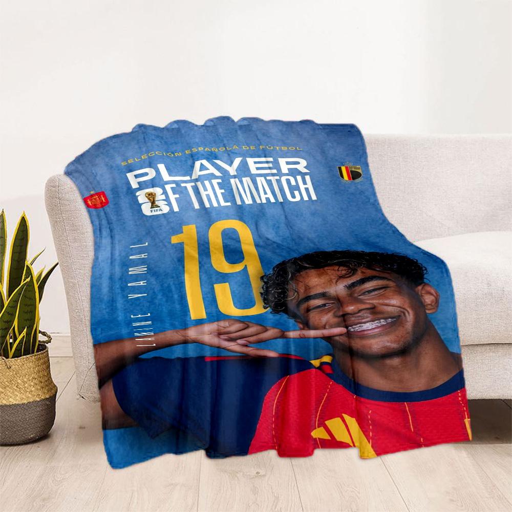 Lamine Yamal's Barcelona Celebration Moment Blanket Durable Comfort Perfect for Office Seaside Bedding Four Seasons Multipurpose Playful Design