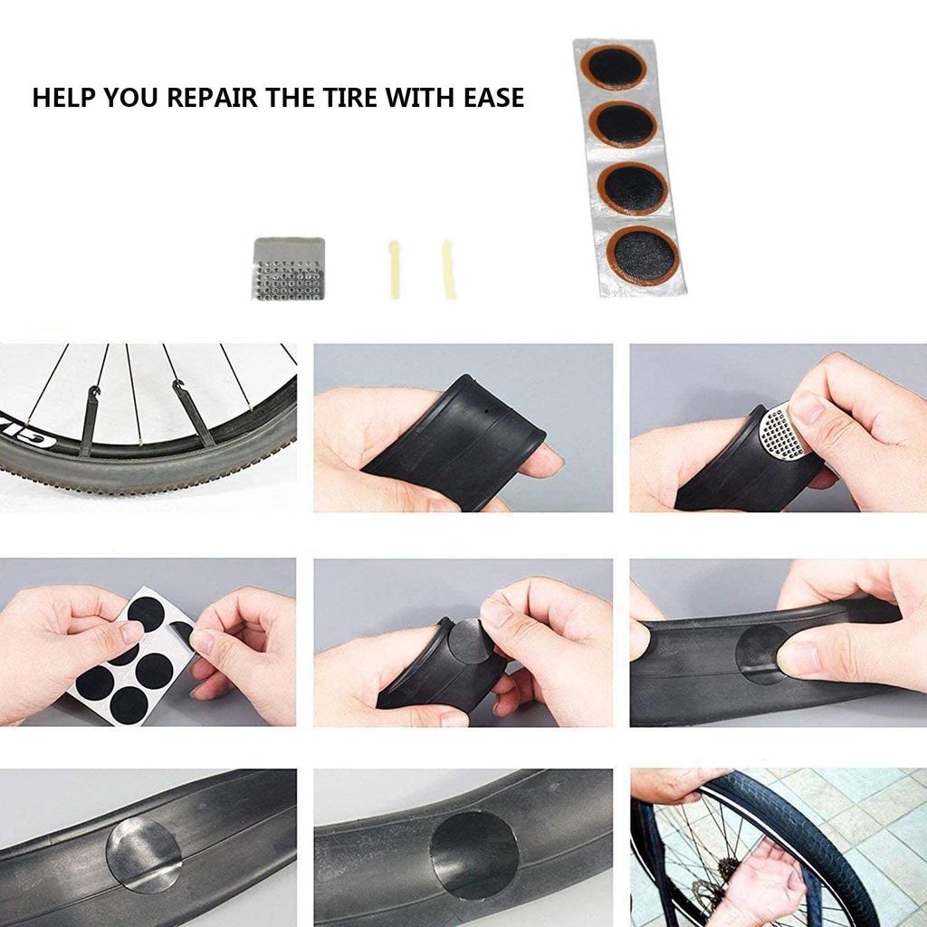 Комплект для ремонта велосипедных шин Водонепроницаемая велосипедная седельная сумка и мини-насос, а также многофункциональная тяга для велосипедных шин 7 в 1 и самоклеящийся лист