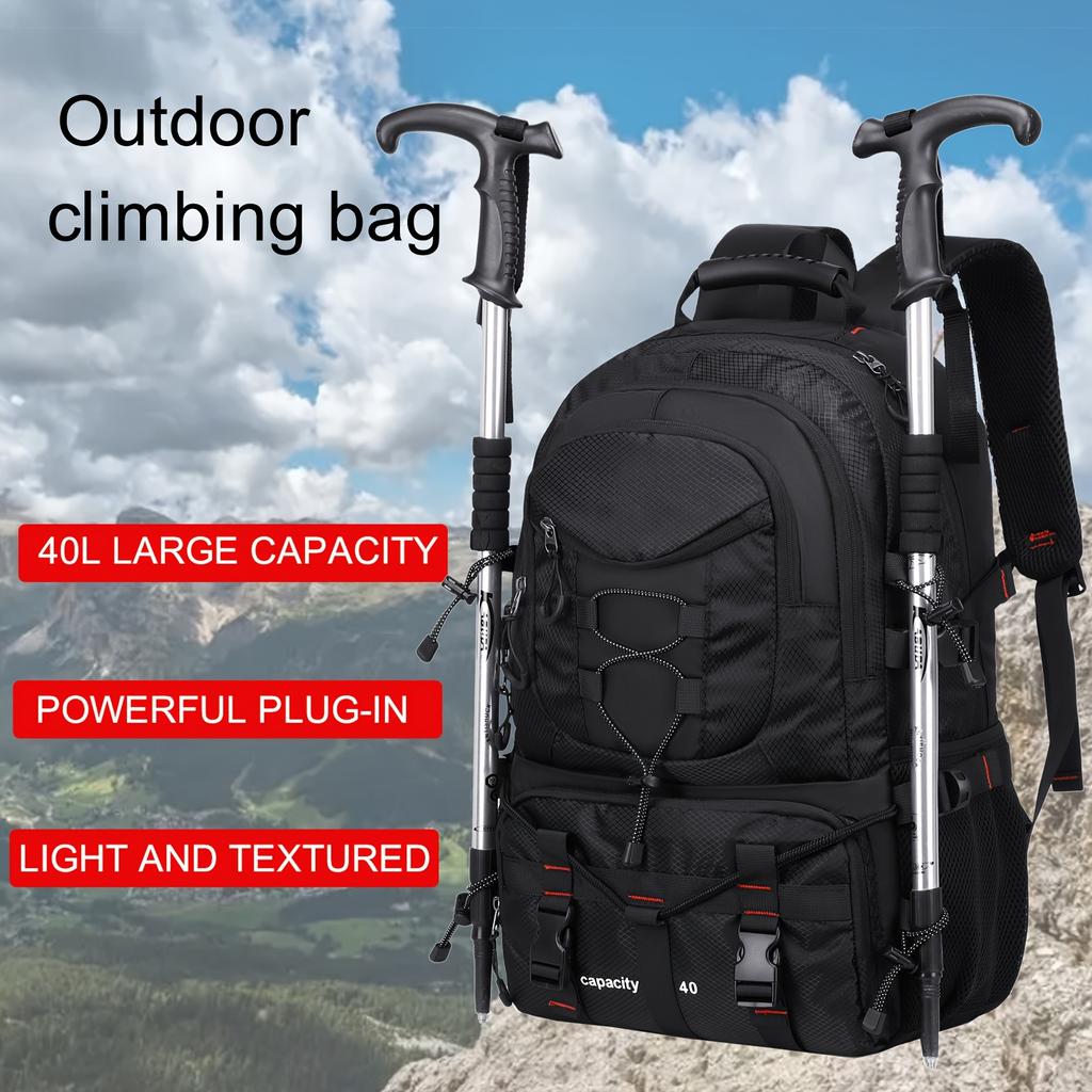 Lightweight 10.57gal Travel & Hiking Backpack with USB Charging Port, Adjustable Straps, Durable Polyester, Fits 17-inch Laptop