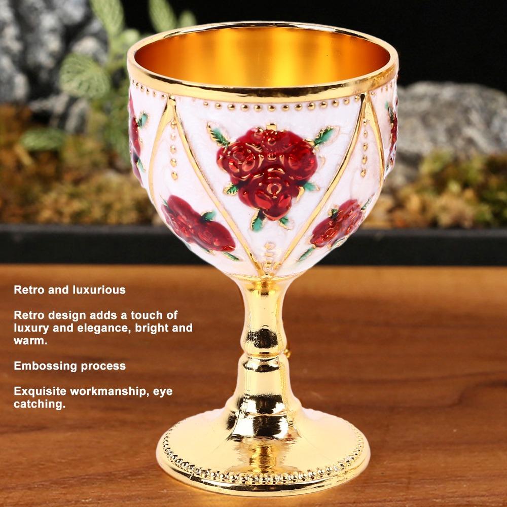 2pcs Silver White Blue Metal Embossed Wine Glass Alloy Retro Metal Wine Cup Home Decor