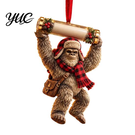 Holiday Gift for Kids Teens Big Foot Money Holder Cash, 2D Acrylic Sasquatch Cash Creative Christmas Stocking Stuffer Ornament, Clear Xmas Tree