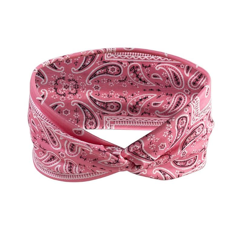 Retro Wide Brimmed Cross Headband with Amoeboid Print Headband Sporty Casual Elastic Quick Drying Headband