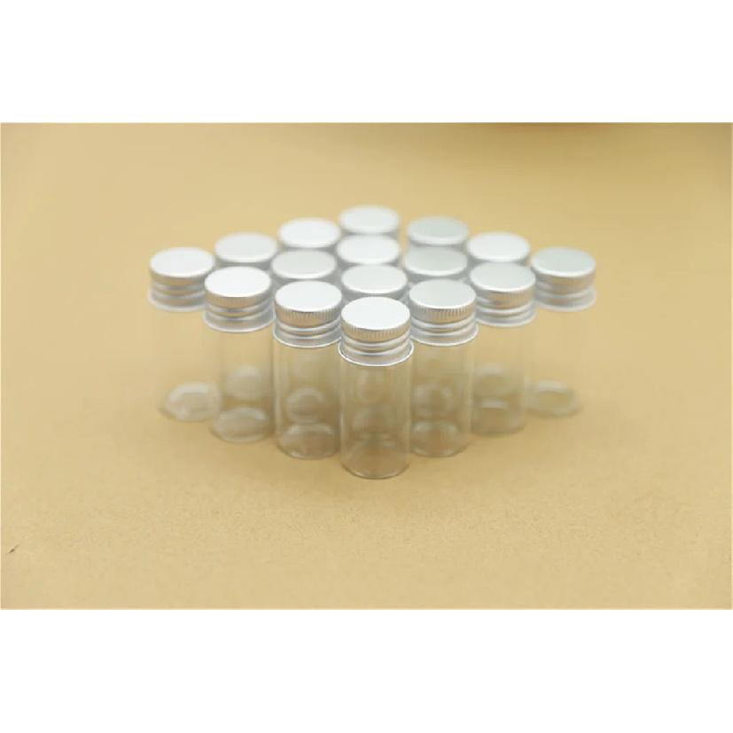 100 PCS 13*22*50mm 10ml small Glass Bottle Glass jars With Silver Screw cap Test Tube storage Vials DIY DECORATIVE Bottles