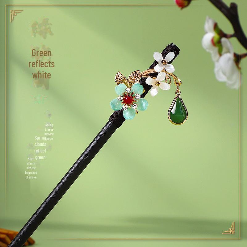 Заколка для волос с кисточкой из искусственного черного дерева в старинном стиле - аксессуар ханьфу для женщин